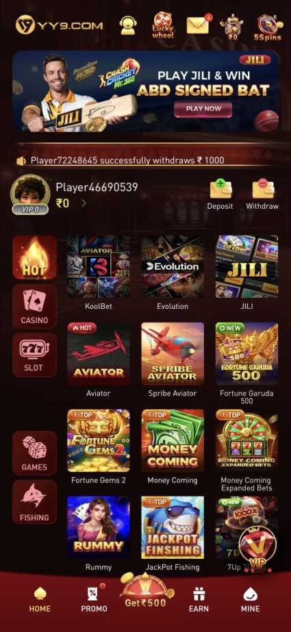 YY9 Game App login and registration on mobile device